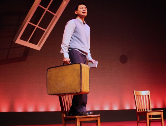 Joel de la Fuente as Gordon Hirabayashi, et al., in HOLD THESE TRUTHS, at PlayMakers. Photo: Laura Pates.